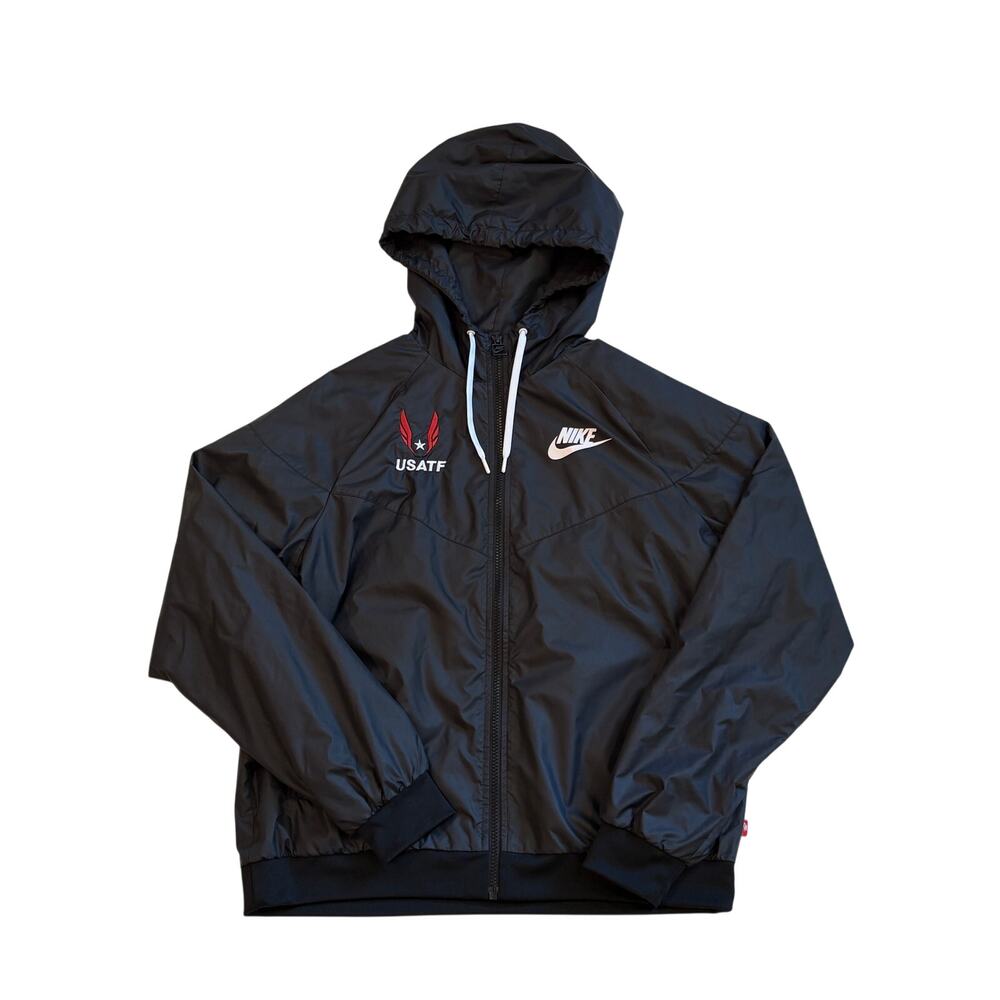 Nike Windrunner Windbreaker Jacket USAF Womens Medium Black Full Zip Lightweight